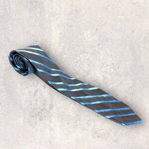 Classic Brooks Brothers Silk Striped Rep Tie Gray and Blue